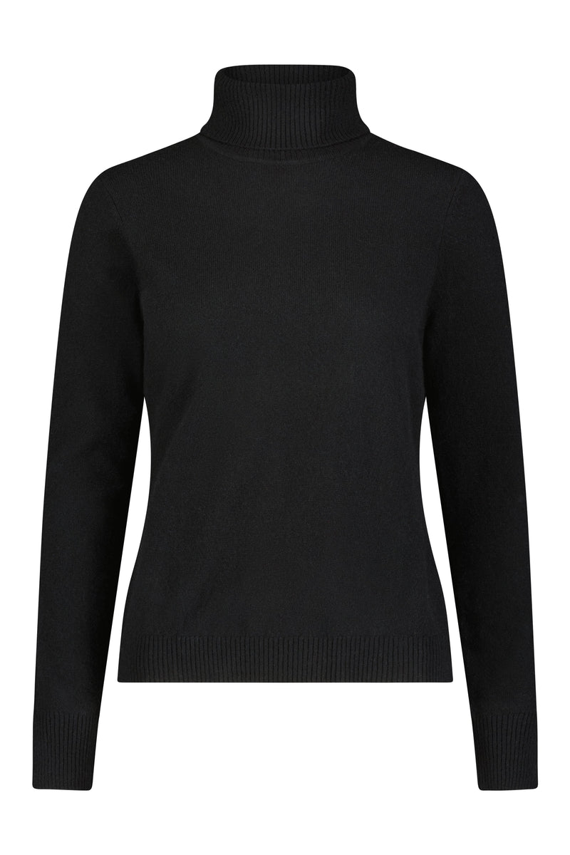 Minnie Rose - Women - Black Cashmere Turtleneck Pullover W/ Slit Sleeve Detail