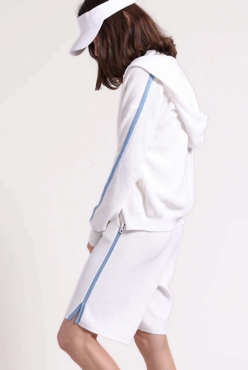 Minnie Rose - Women - White Cotton Cashmere Baby Shaker Hoodie With Tipping