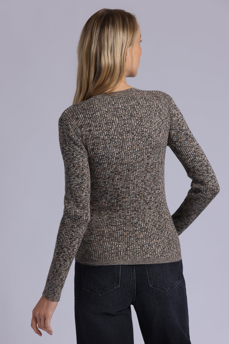 Minnie Rose - Women - Desert Sand Combo Rib Marled Henley
