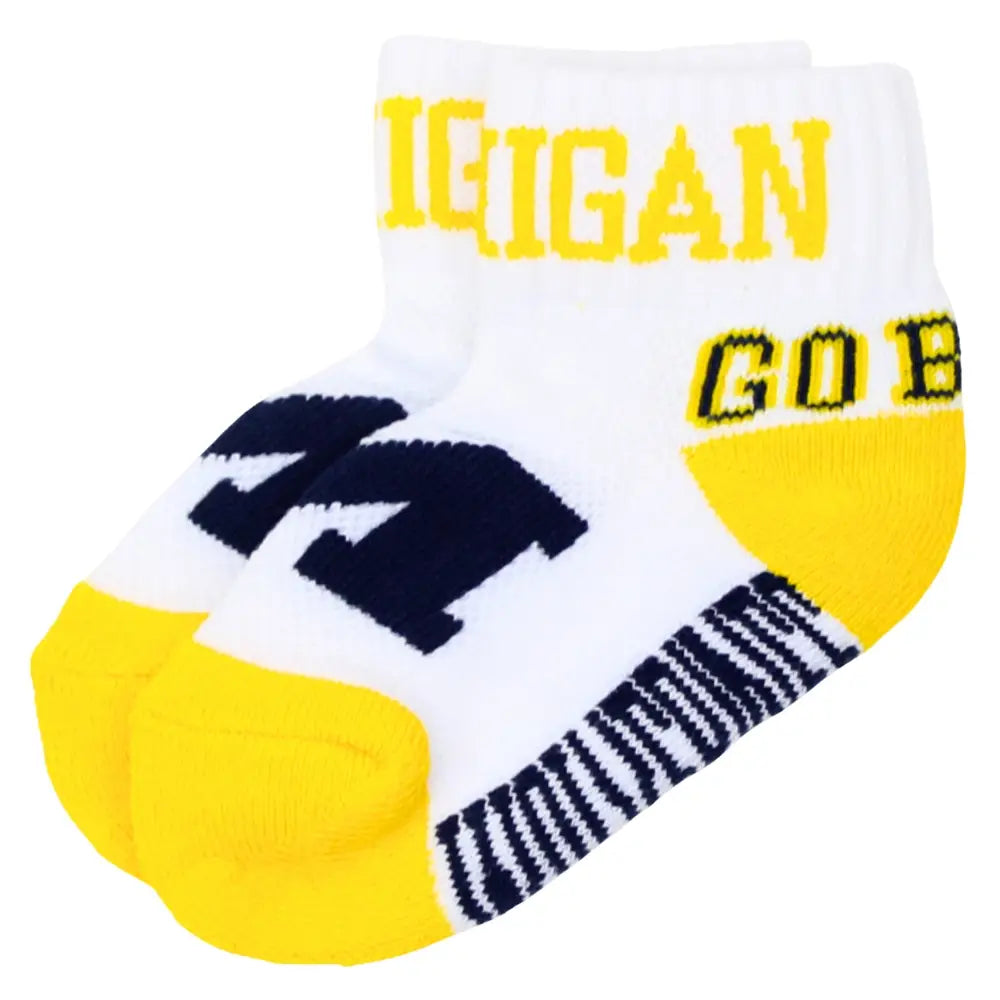 Michigan & Michigan State White Baby Quarter Socks