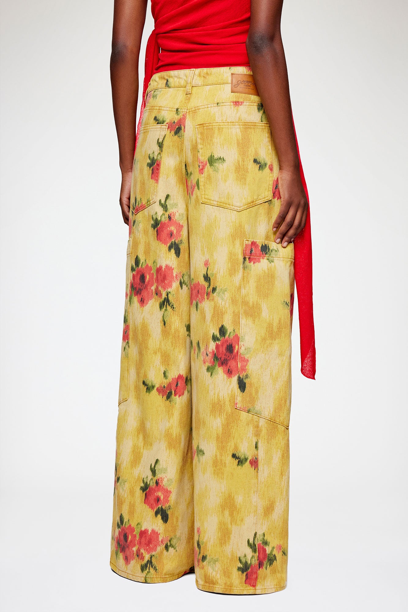 GANNI - Women - Vibrant Yellow Print Baggy Cargo Jeans