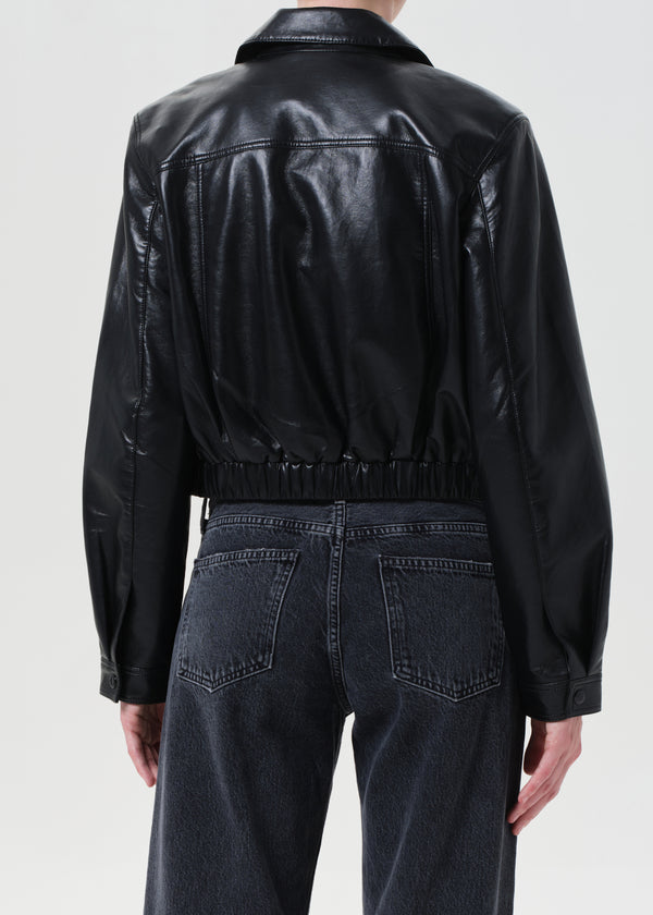 AGOLDE - Women - Black Essie Recycled Leather Cropped Jacket