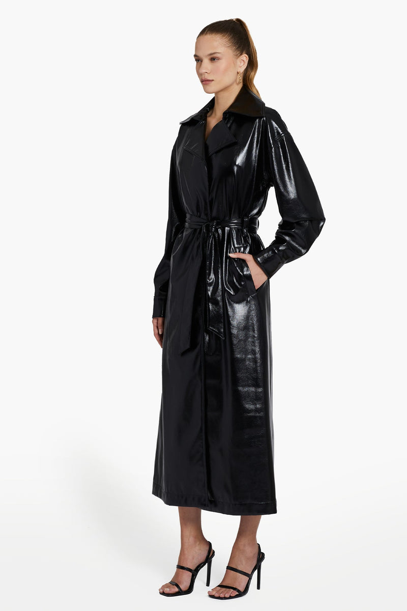 Amanda Uprichard - Women - Black Patent Leather Lansing Coat