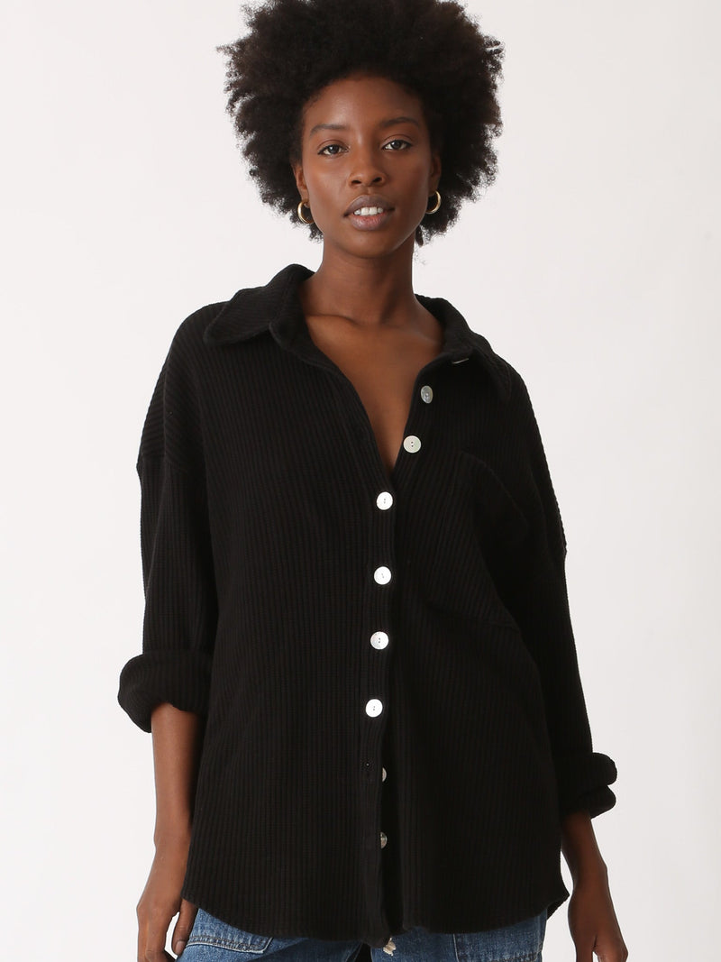 Electric and Rose - Women - Onyx Boyfriend Thermal Shirt