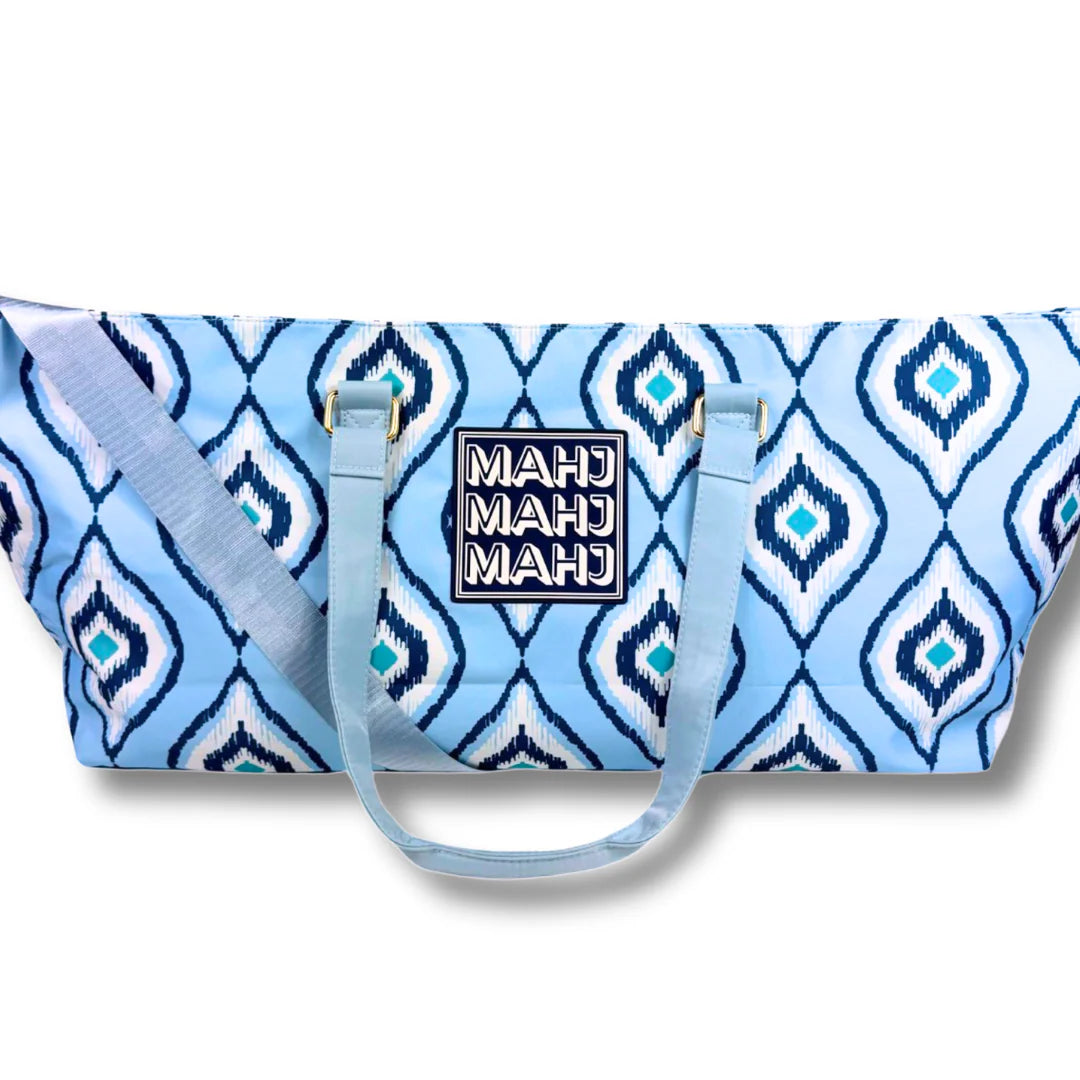 My Fair Mahjong- Blue Ikate Mahjong Tote Bag
