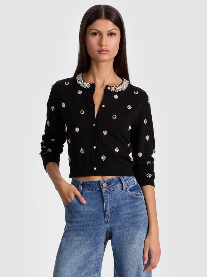 Alice & Olivia - Women - Black Dollie Embellished Cardigan