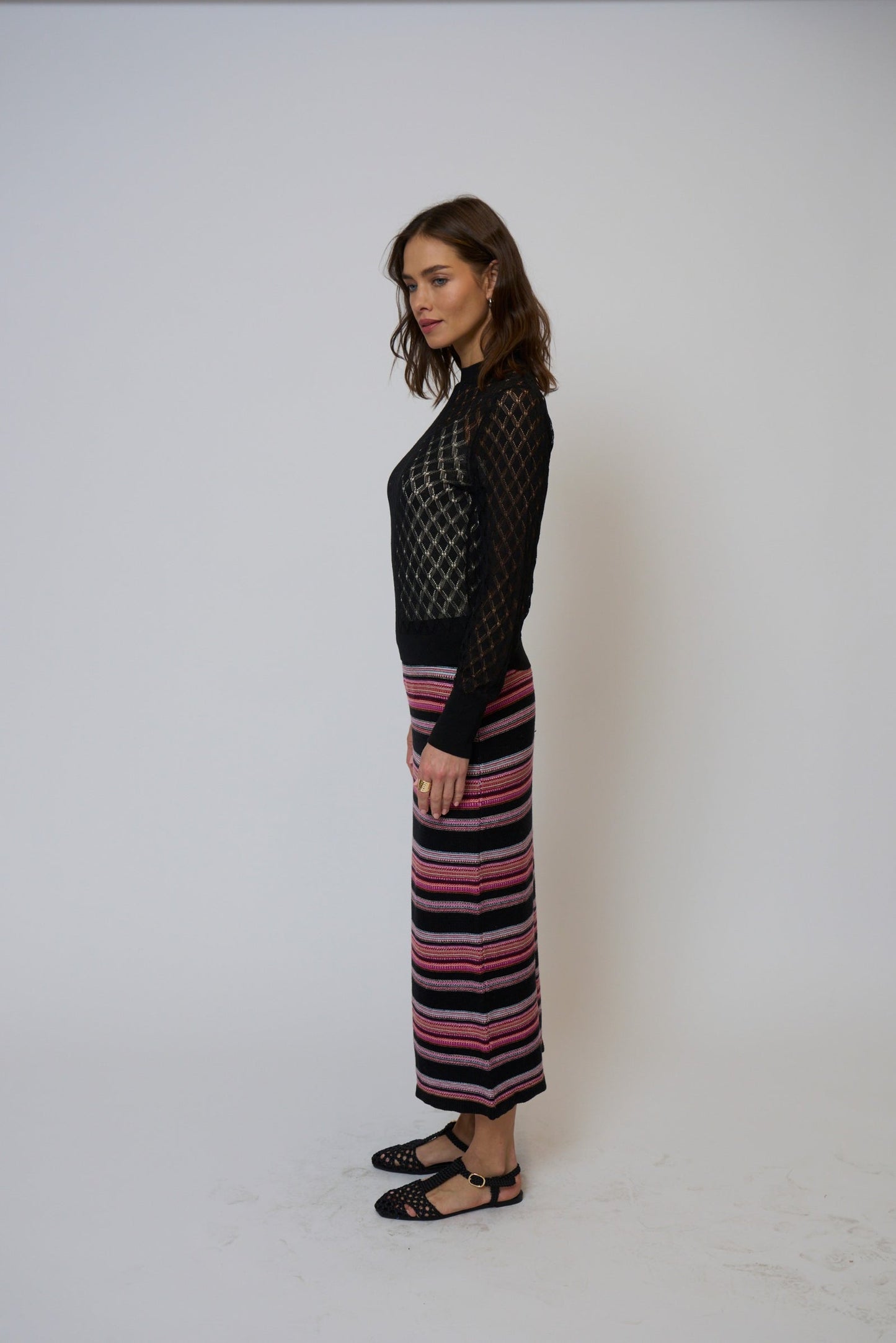 Central Park West - Women - Black Lilla Pointelle Crew
