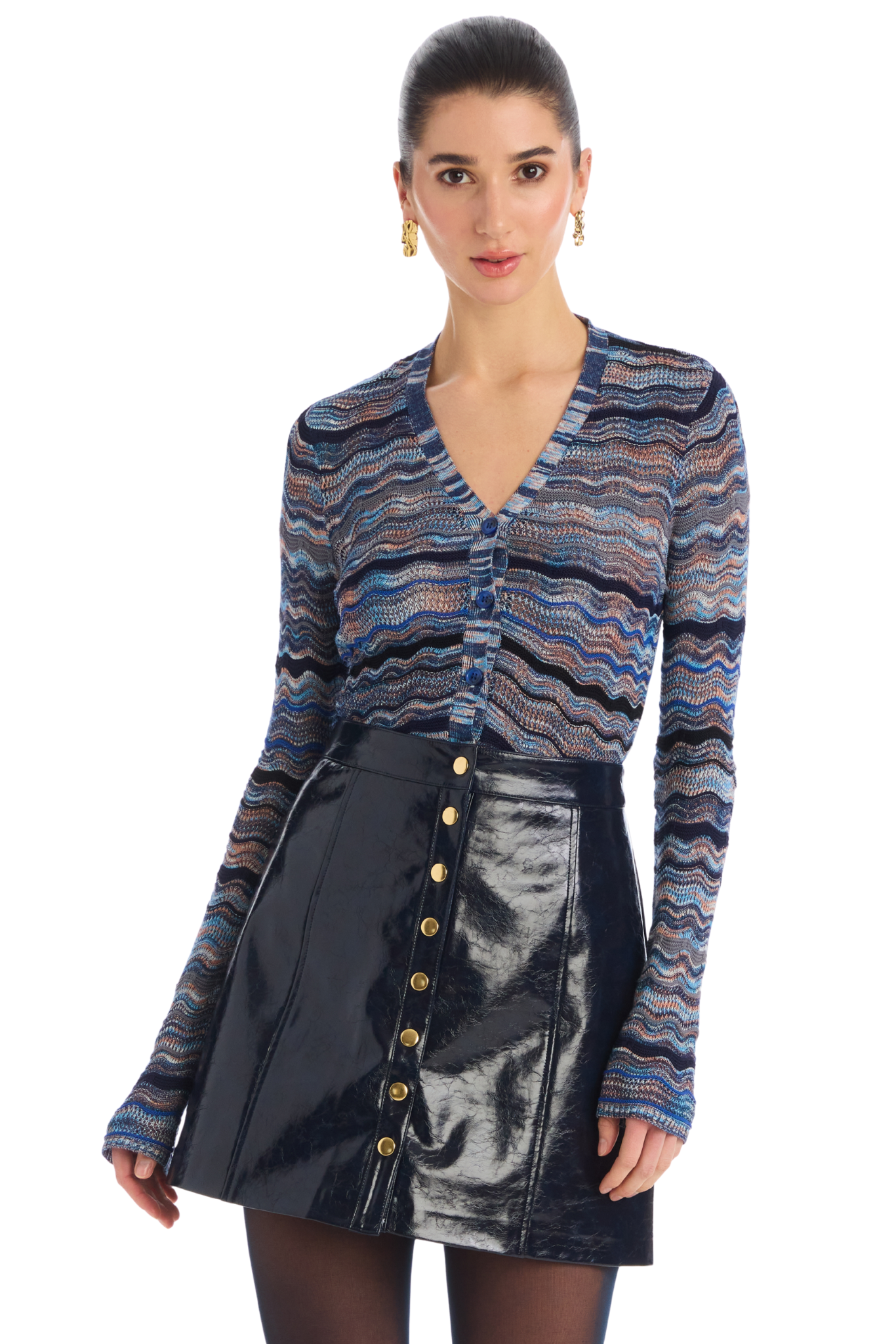 Allison - Women - Navy Space Dye Colleen Cardigan