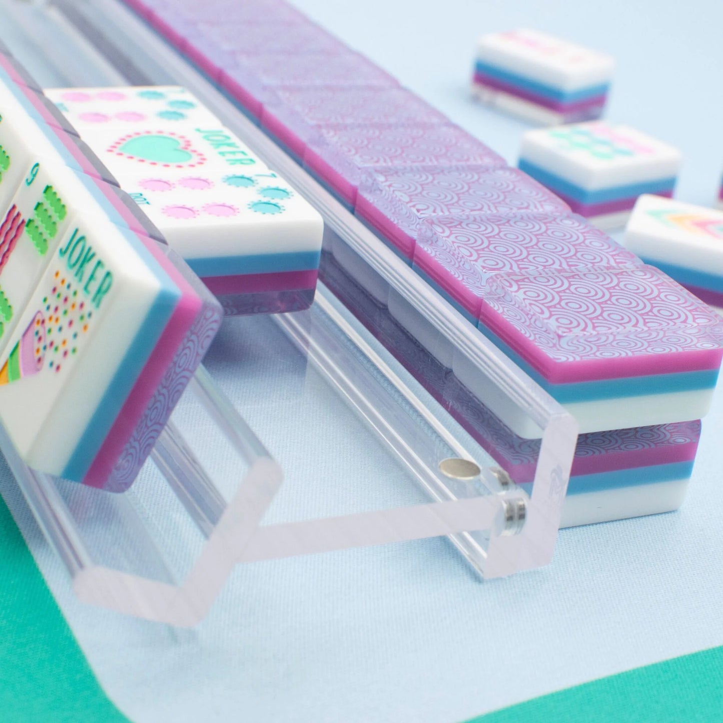 My Fair Mahjong -  4  Clear Acrylic Mahjong Racks + Pushers Clear