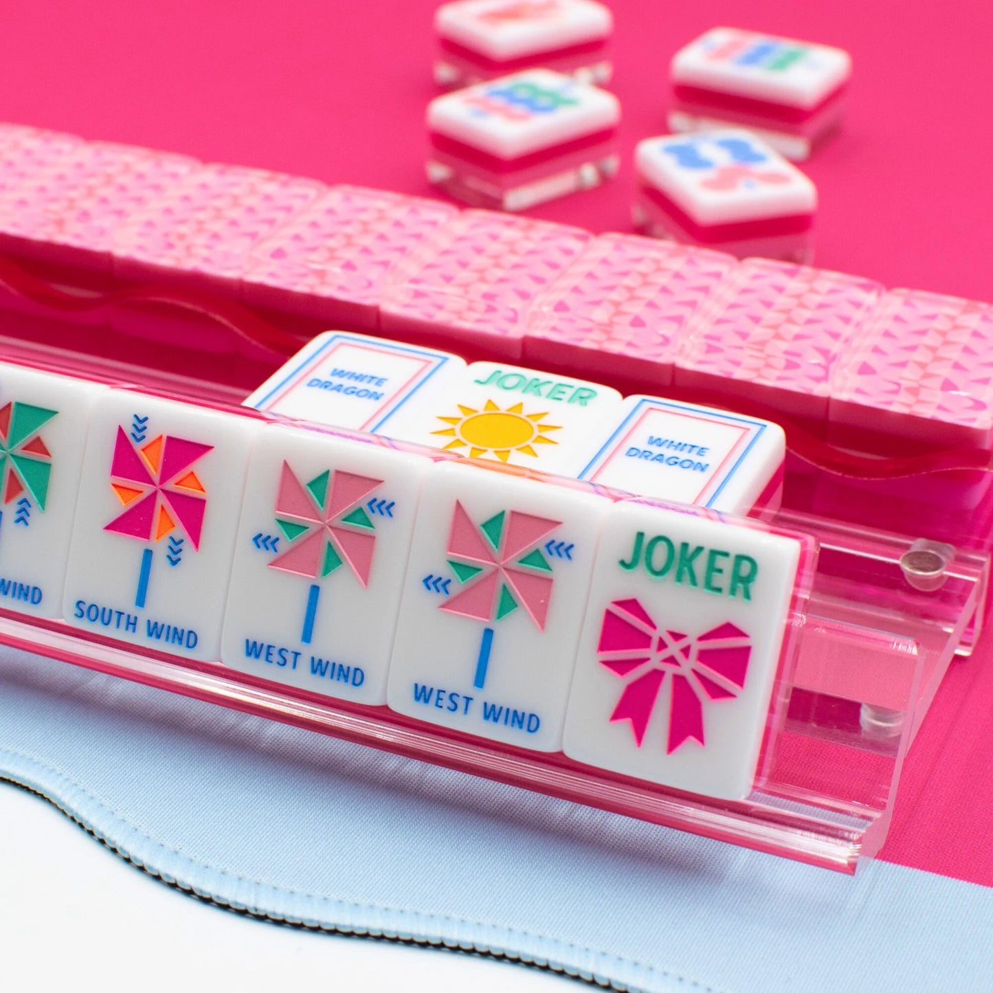 My Fair Mahjong -  4  Clear Acrylic Mahjong Racks + Pushers Clear