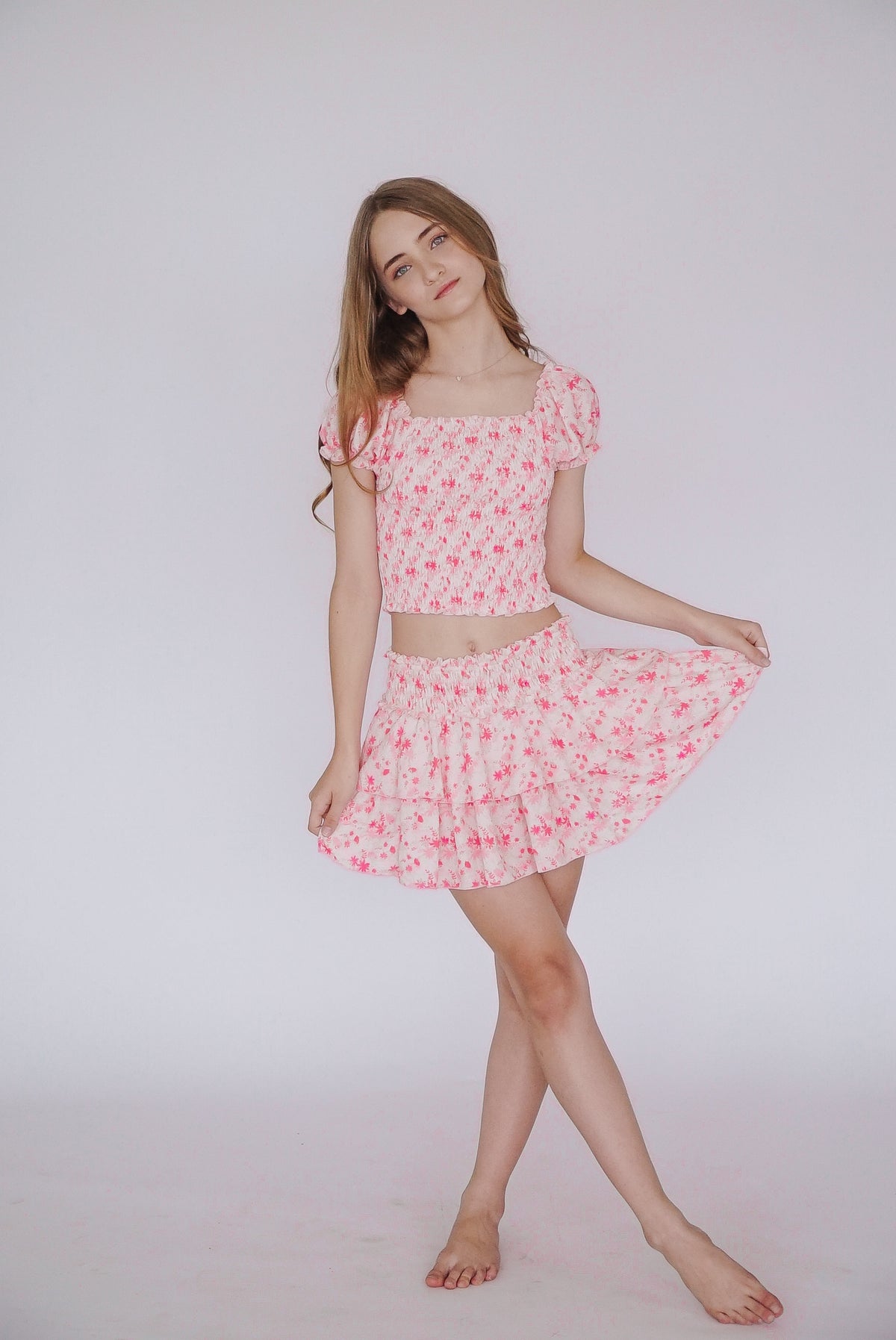 Flowers By Zoe - Girls - Pink Floral Twirl Skirt