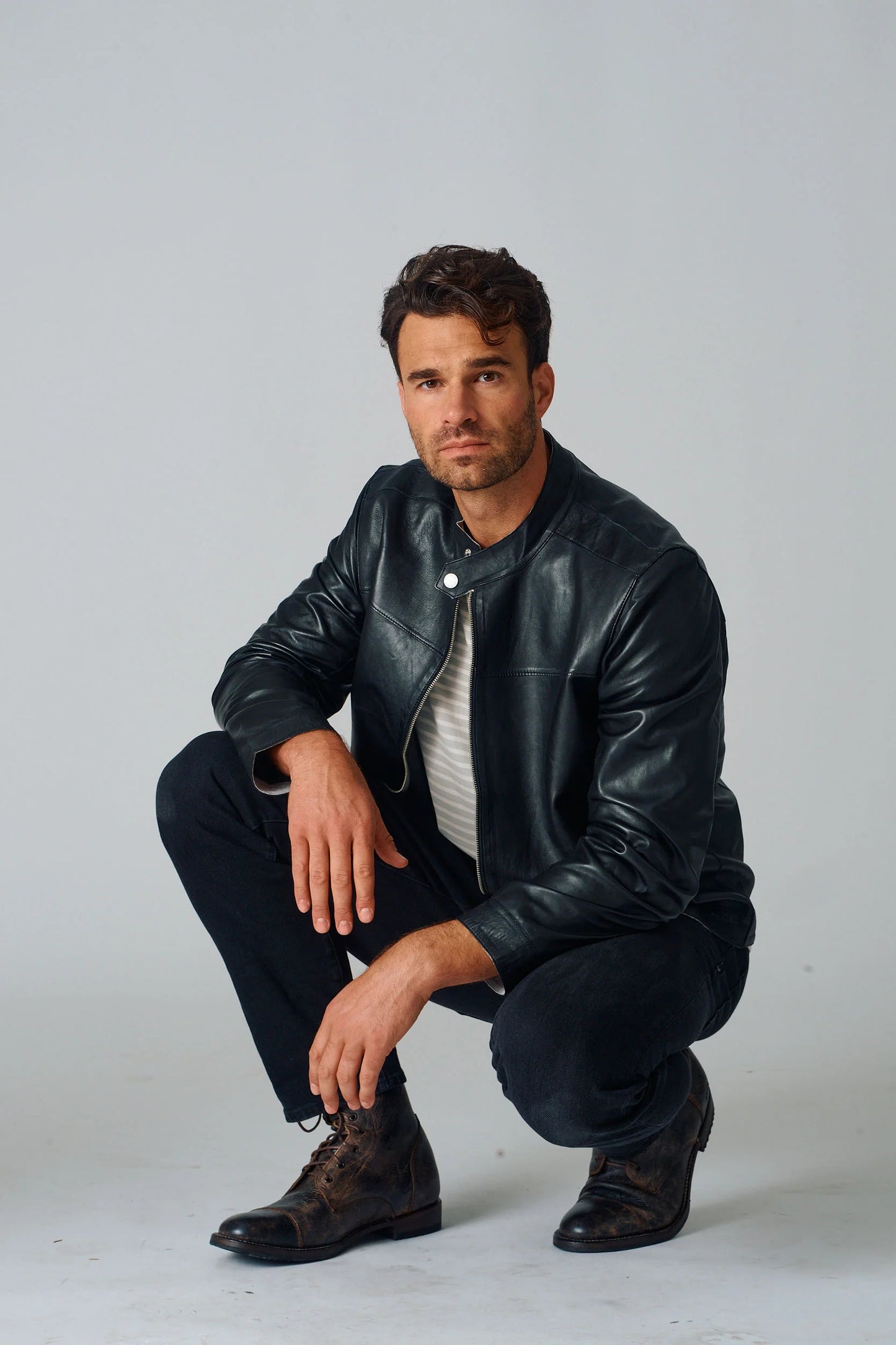 Mauritius -  Men- Black Orlando  Leather Jacket