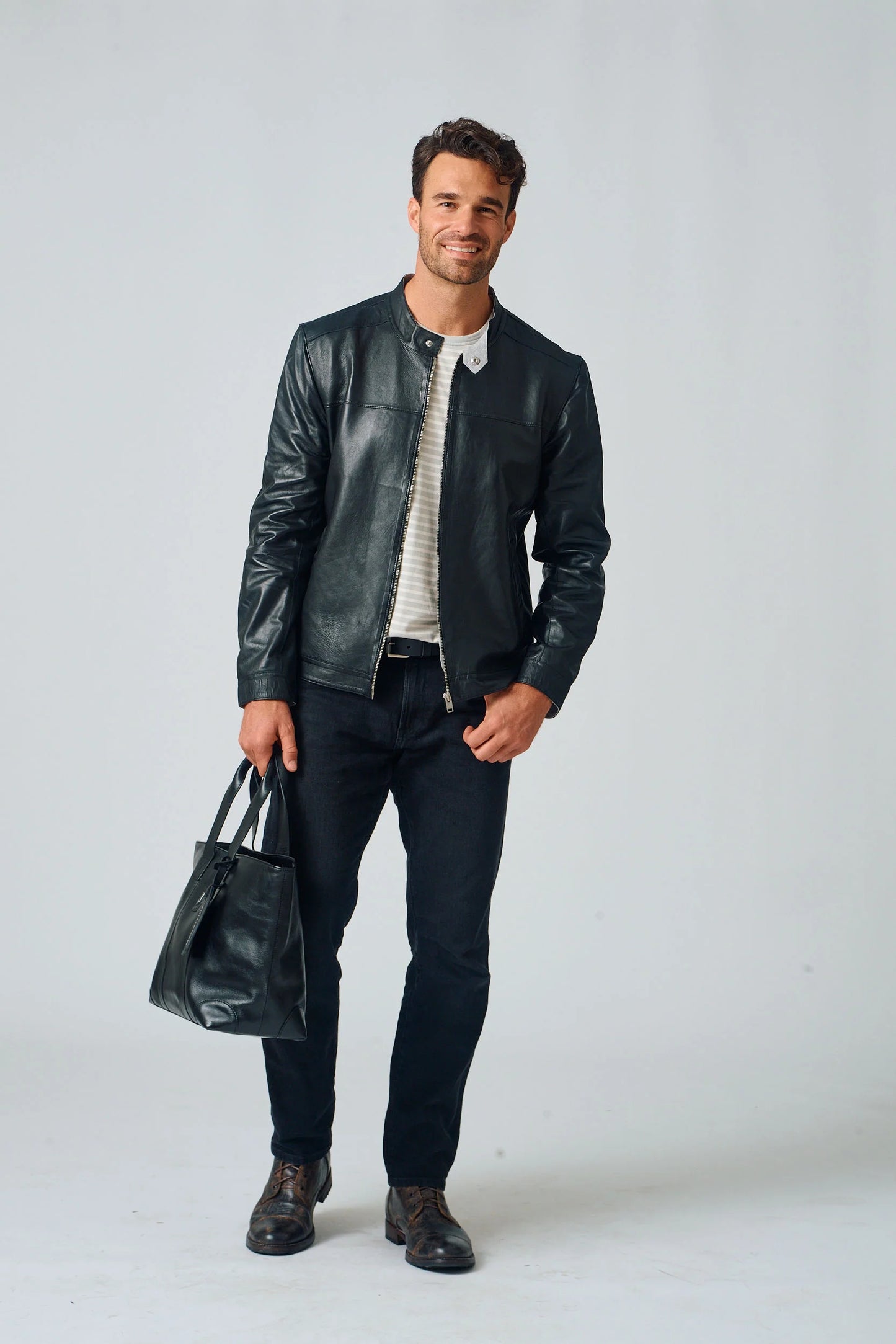 Mauritius -  Men- Black Orlando  Leather Jacket