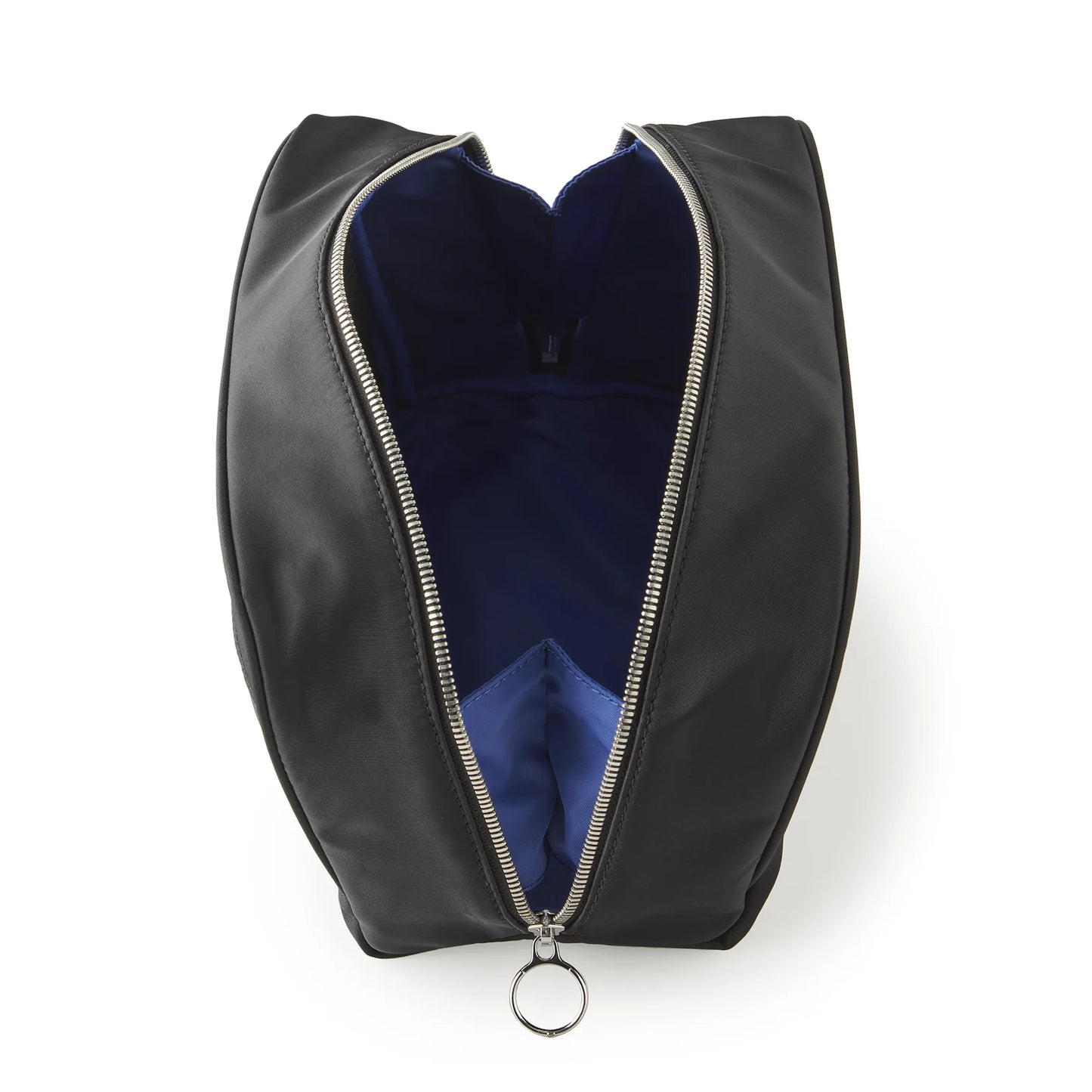 KUSSHI Unisex Dopp Kit Satin Black Fabric with Cool Blue Interior