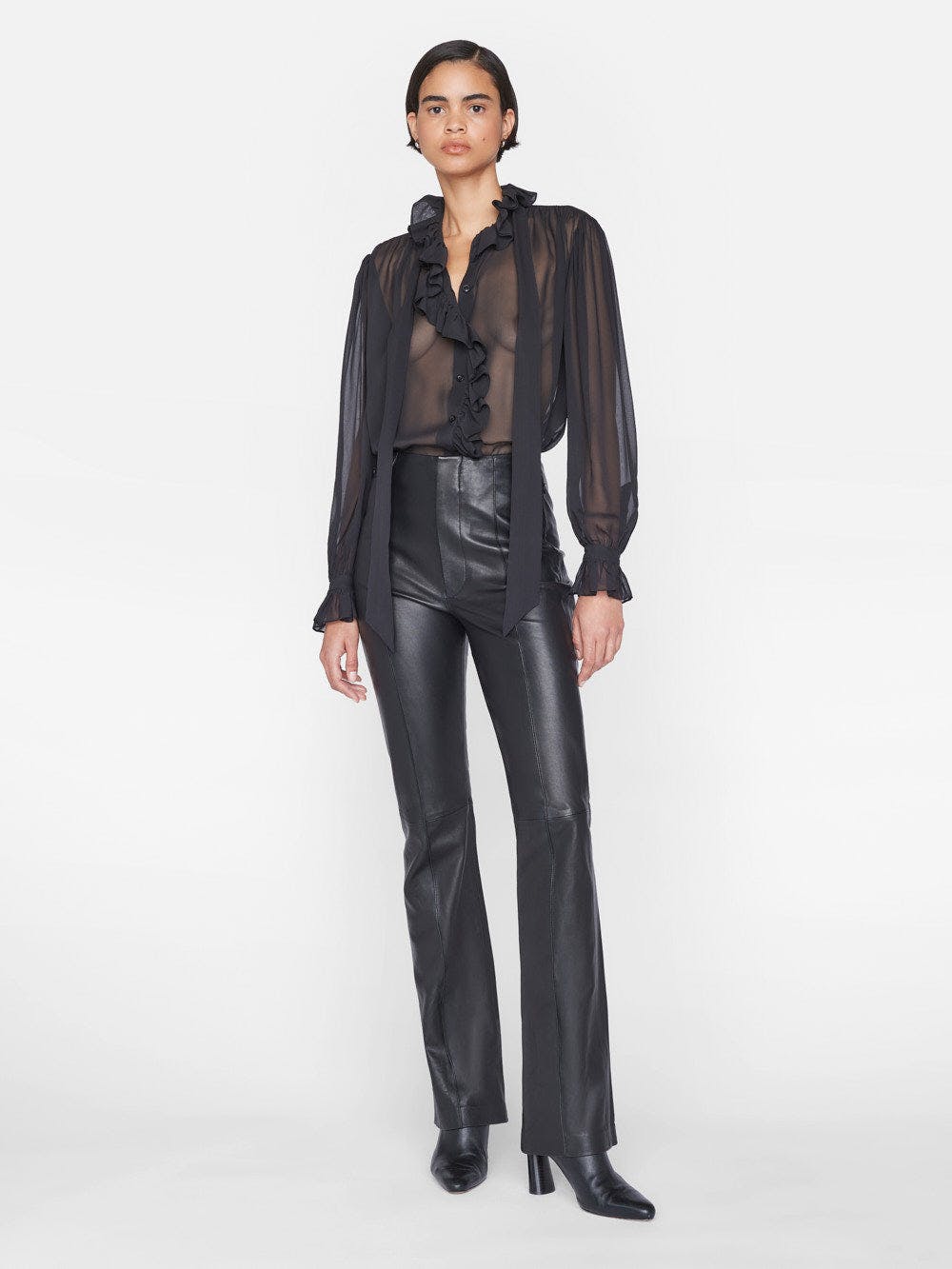 Frame - Women - Noir Ruffle Front Button Up Shirt