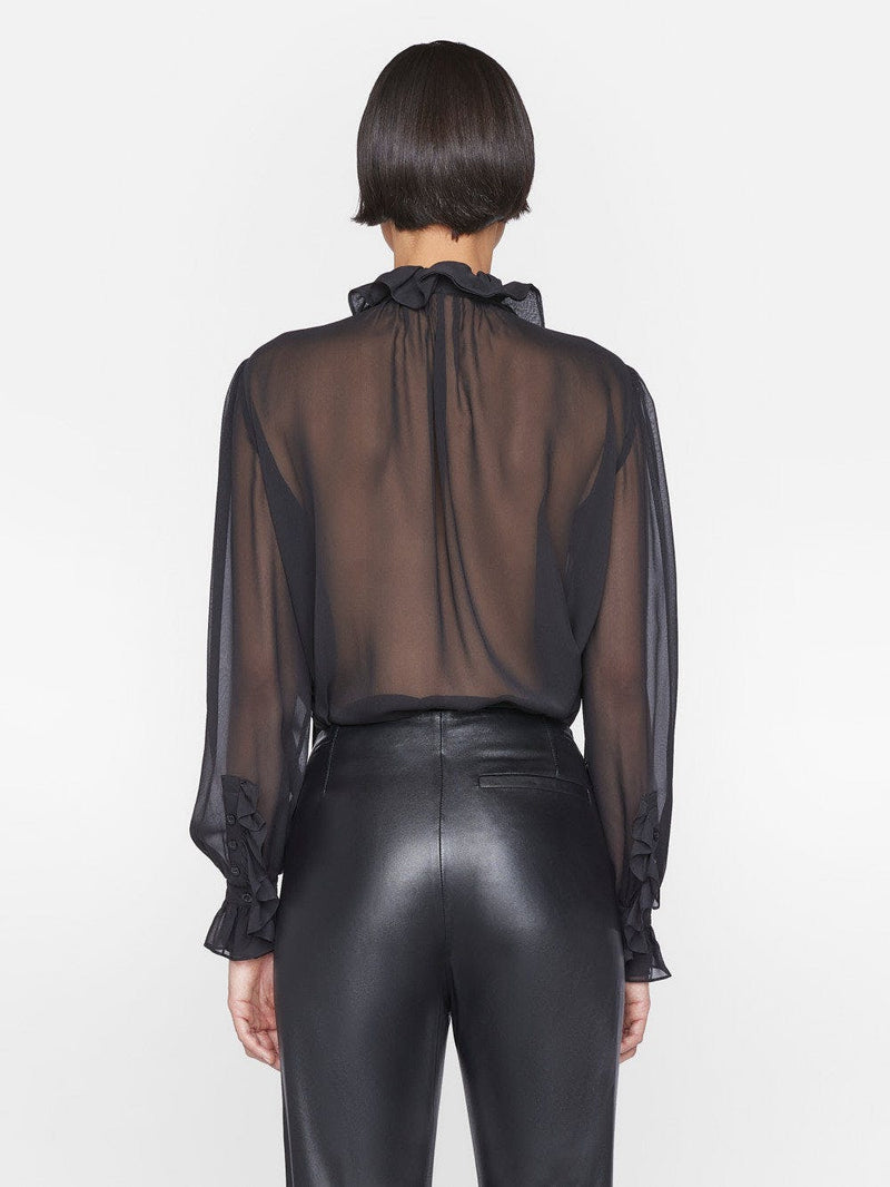 Frame - Women - Noir Ruffle Front Button Up Shirt