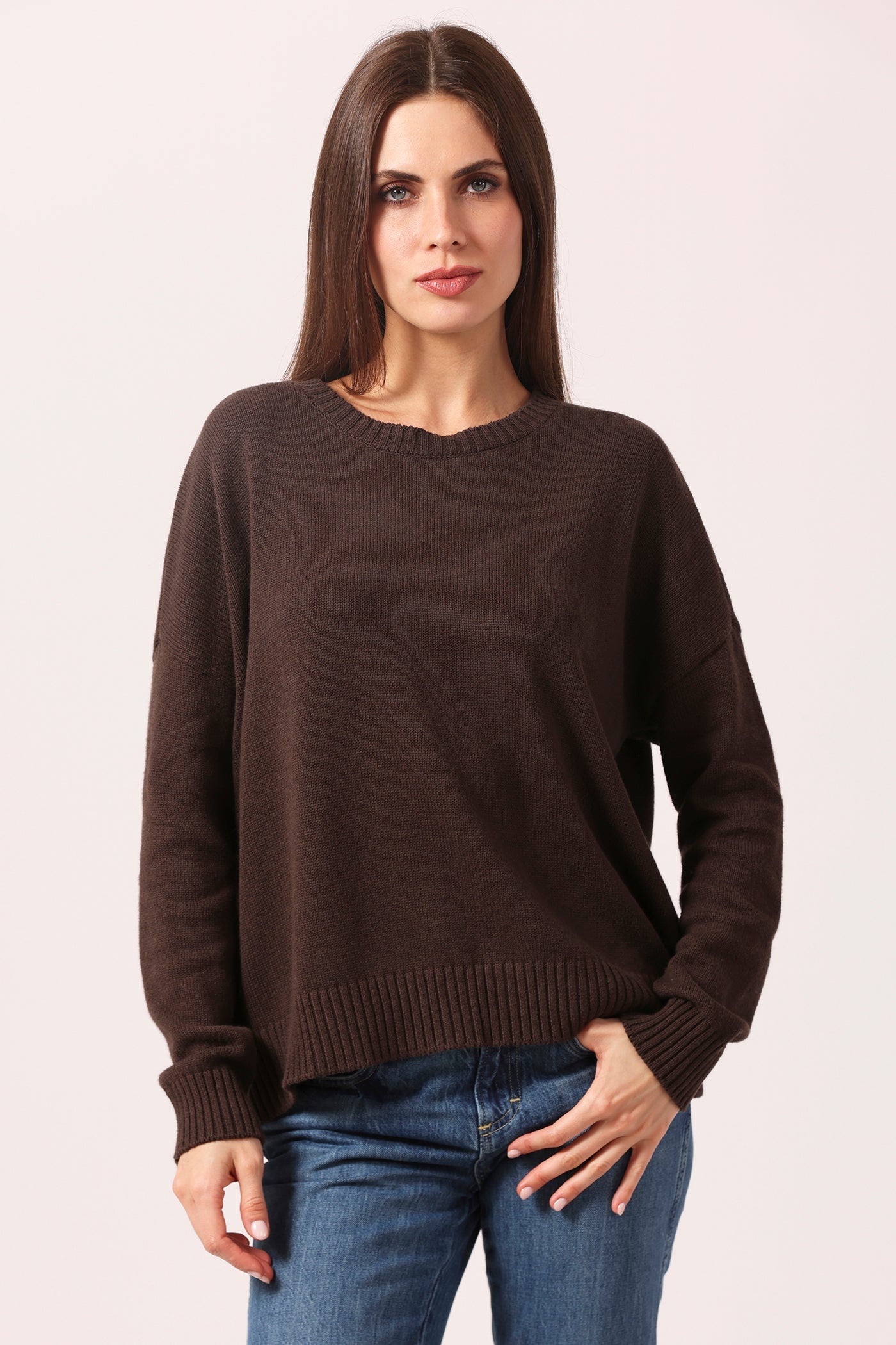 Minnie Rose - Women - Brazil Nut Boxy Crew Neck Top