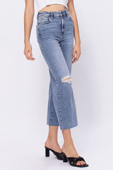 Hidden - Women - Medium Wash Nori Basic Raw Hem Wideleg