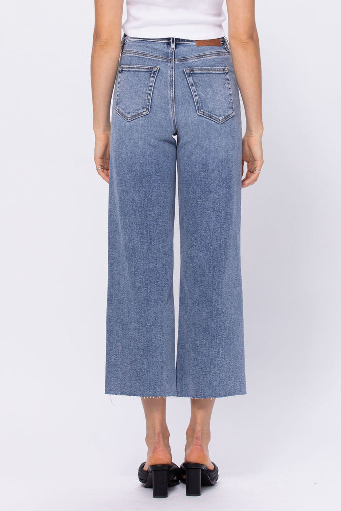 Hidden - Women - Medium Wash Nori Basic Raw Hem Wideleg