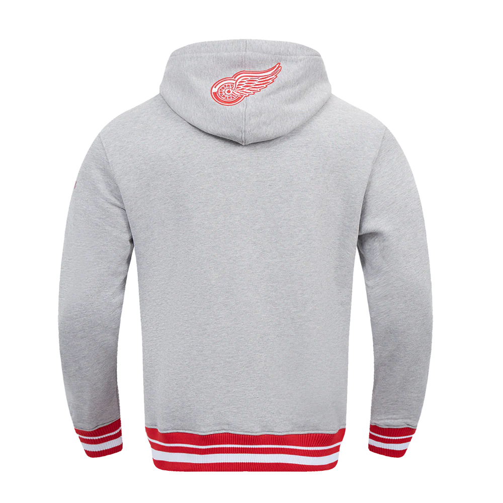 Pro Standard - Men - Grey Detroit Red Wings Script Tail Rib Fleece Pullover Hoodie