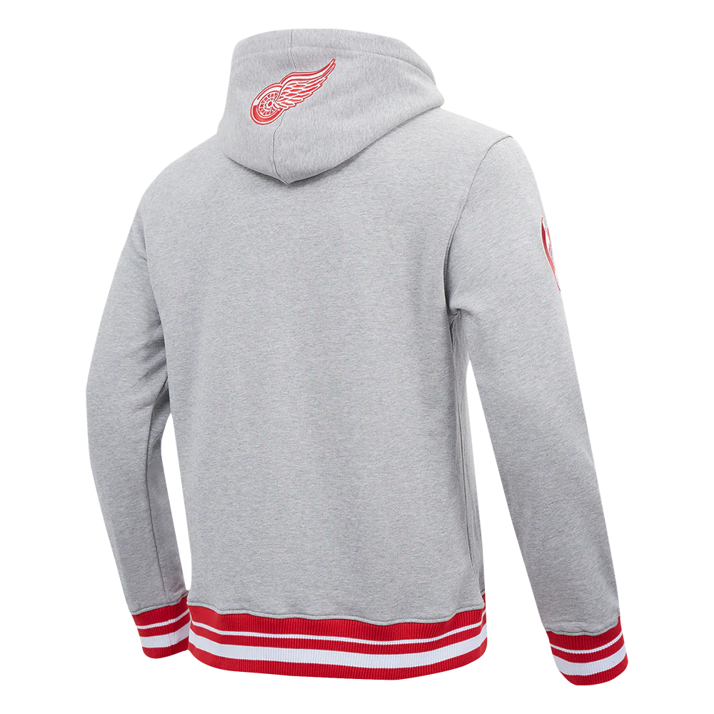 Pro Standard - Men - Grey Detroit Red Wings Script Tail Rib Fleece Pullover Hoodie