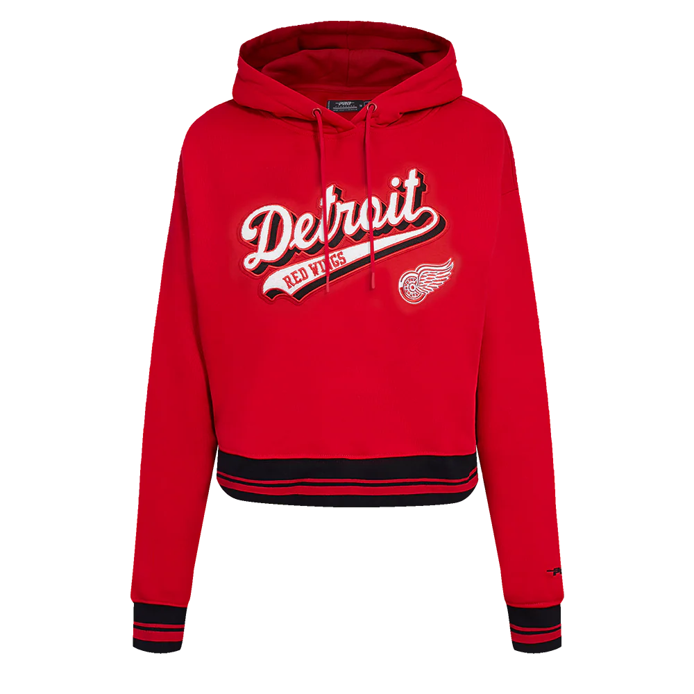 Pro Standard - Women - Detroit Red Wings Script Tail Fleece Cropped Pullover Hoodie