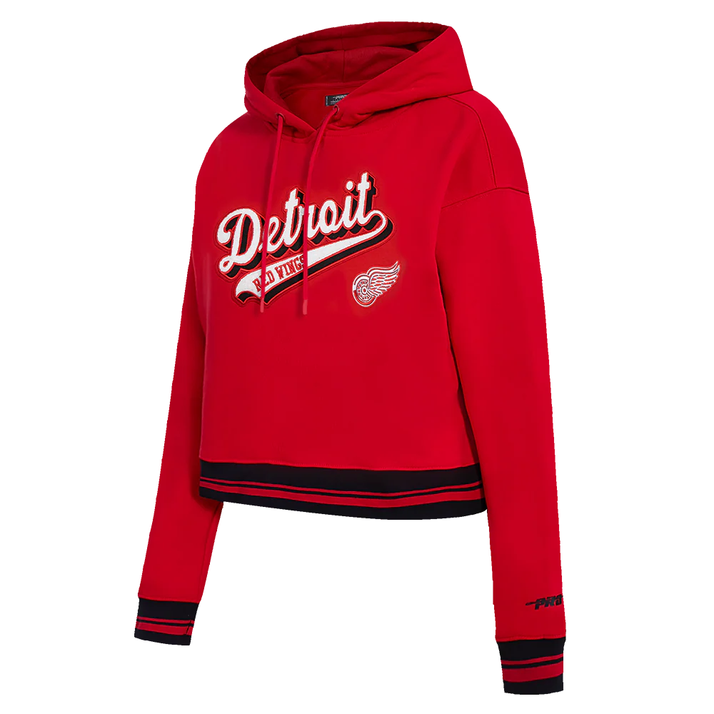 Pro Standard - Women - Detroit Red Wings Script Tail Fleece Cropped Pullover Hoodie