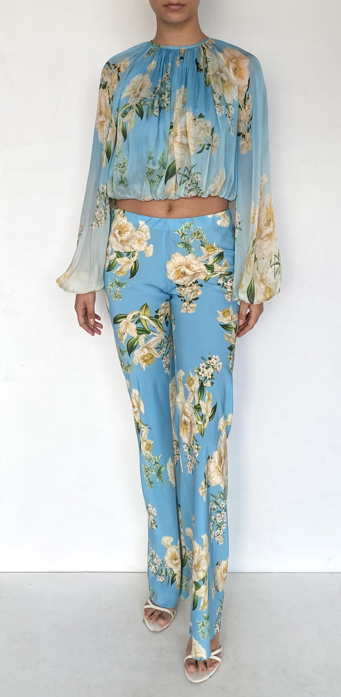 HEMANT AND NANDITA - Women -Blue Ajia Crop Top