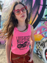 Rowdy Sprout - Girls - Electric Pink Willie Nelson Tank Top