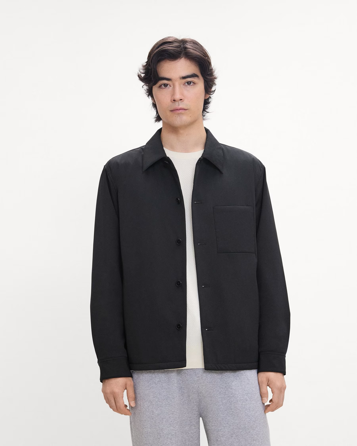 Theory - Men - Black Overshirt in Motion Nylon
