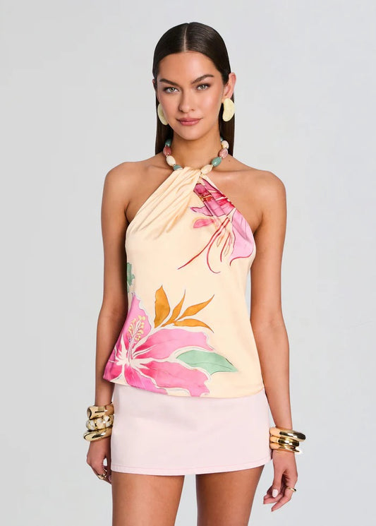 Retrofete - Women - Ivory Hibiscus Floral Milani Silk Top