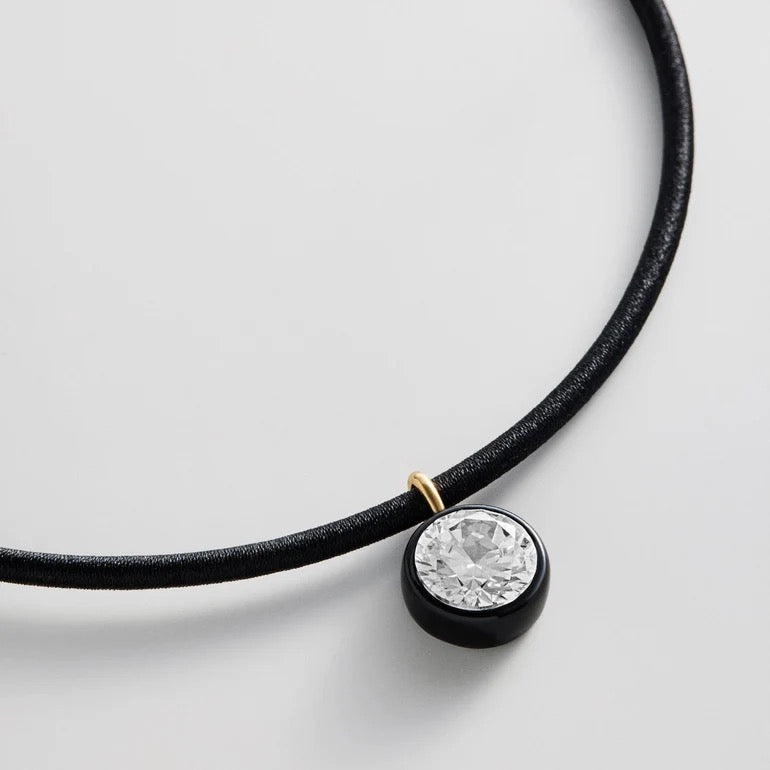 Lindsey Crystal Collar Necklace - Jet Black