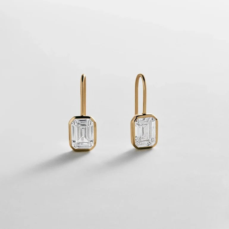 Fallon 14K Gold Plated Bezel Earrings - Emerald