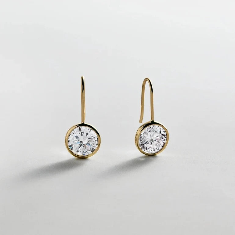 Fallon 14K Plated  Gold Bezel Earrings -  Round