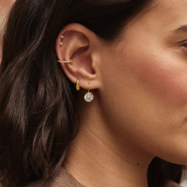 Fallon 14K Plated  Gold Bezel Earrings -  Round