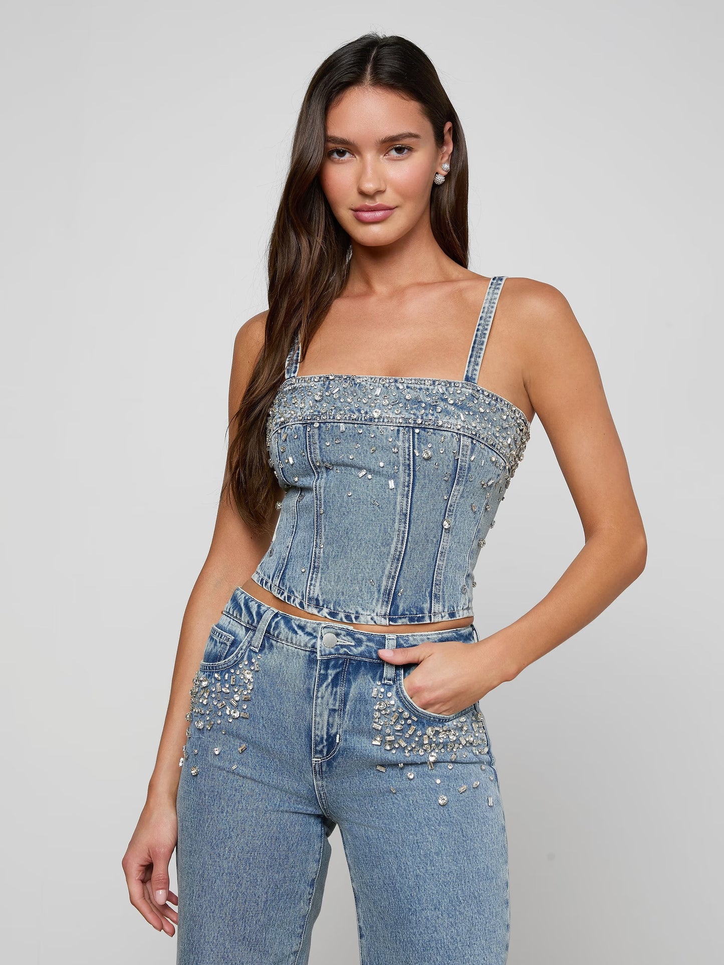 L'AGENCE - Women -  Malibu Arlin Embellished Denim Tank