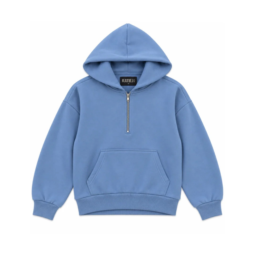 KatieJ NYC - Women - Soft Blue  Sutton 3/4 Zip Hoodie