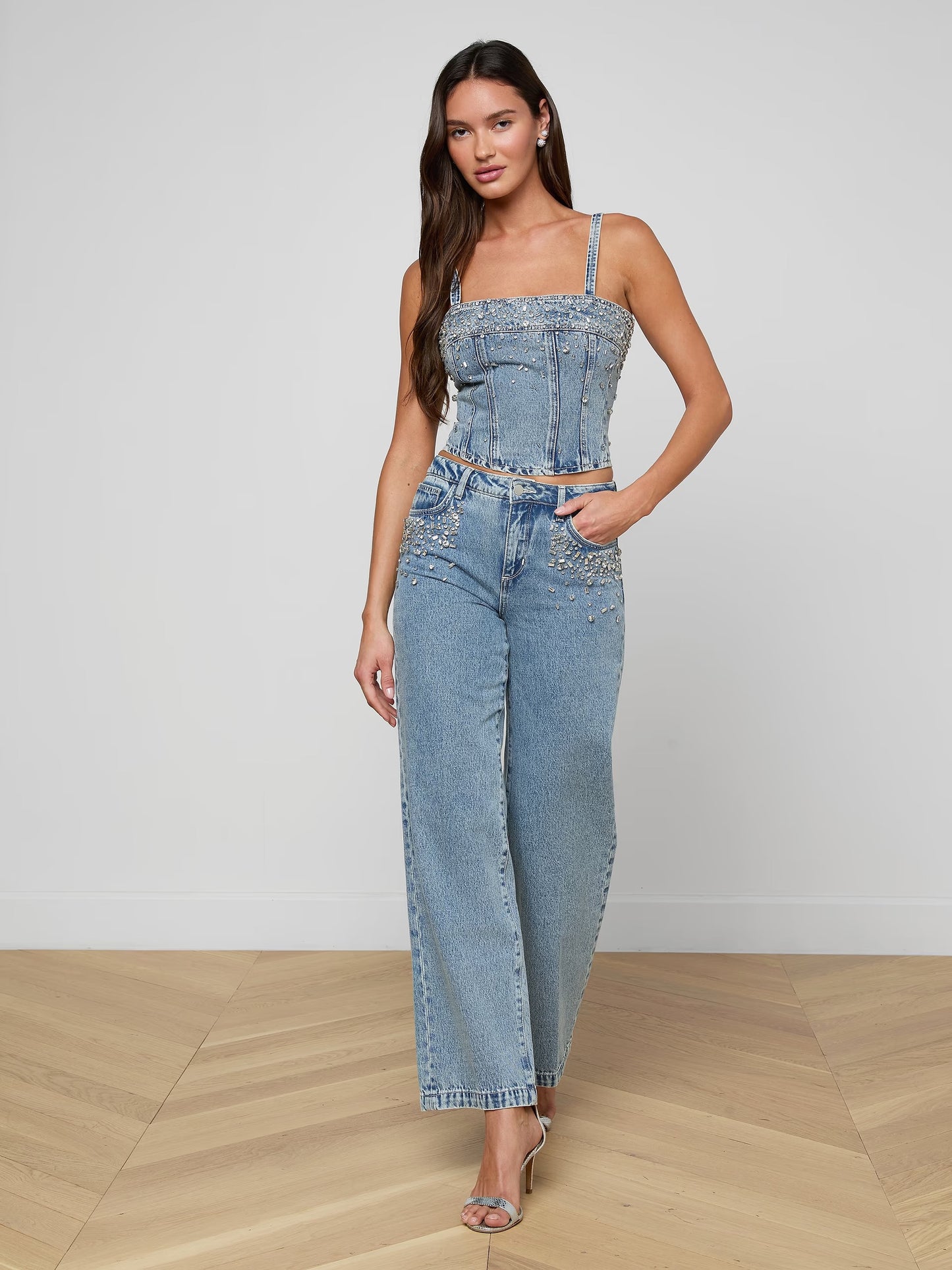 L'AGENCE - Women -  Malibu Arlin Embellished Denim Tank