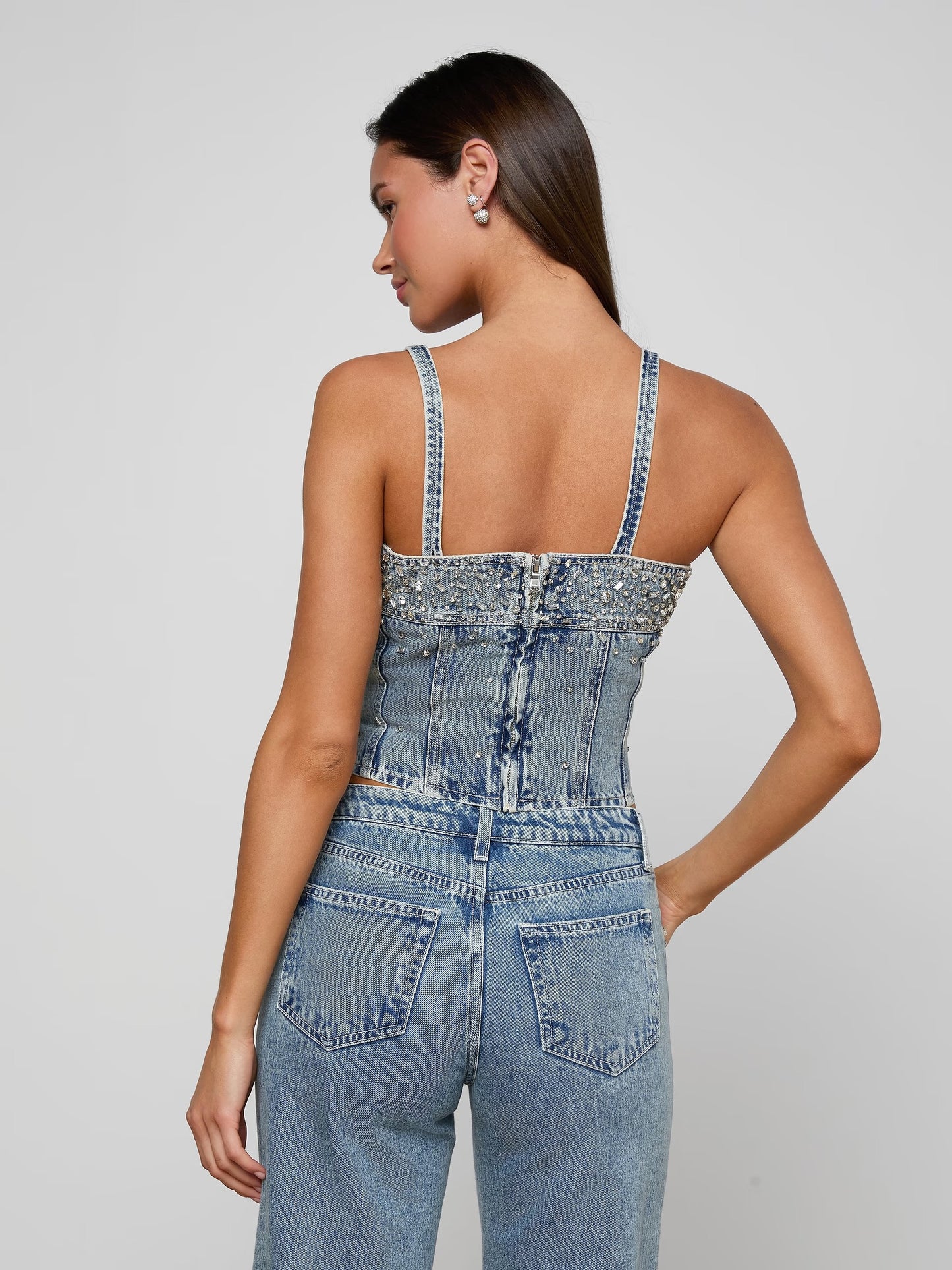 L'AGENCE - Women -  Malibu Arlin Embellished Denim Tank