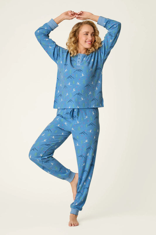 P.J. Salvage - Women - Off Blue Ski Jammie Classics Skiing Bunnies Long PJ Set