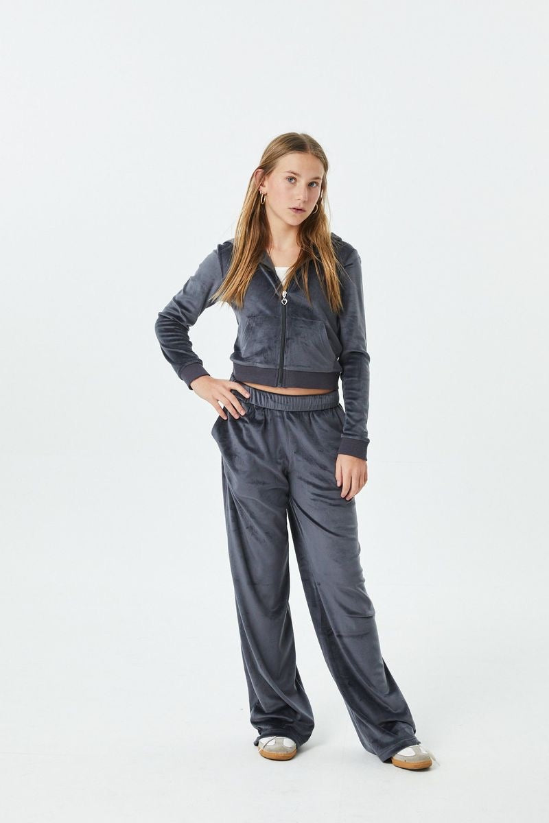 Theme Elle Stretch Velour Zip up Hoodie Sweatshirt