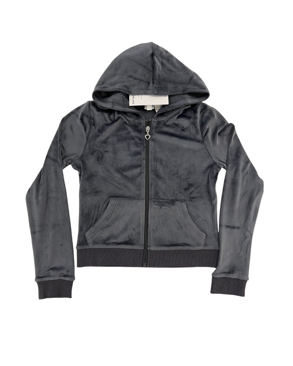 Theme Elle Stretch Velour Zip up Hoodie Sweatshirt