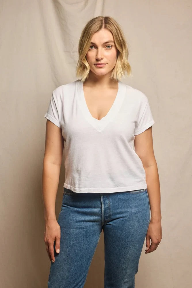 Perfect White Tee - Women White & Mocha  Alanis Tee