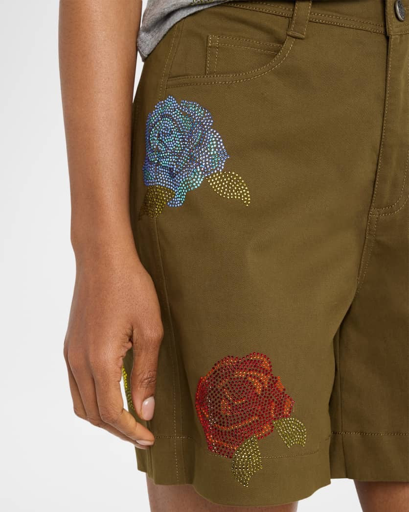 Cinq a' Sept - Women - Dark Olive Heatset Roses Betsy Short