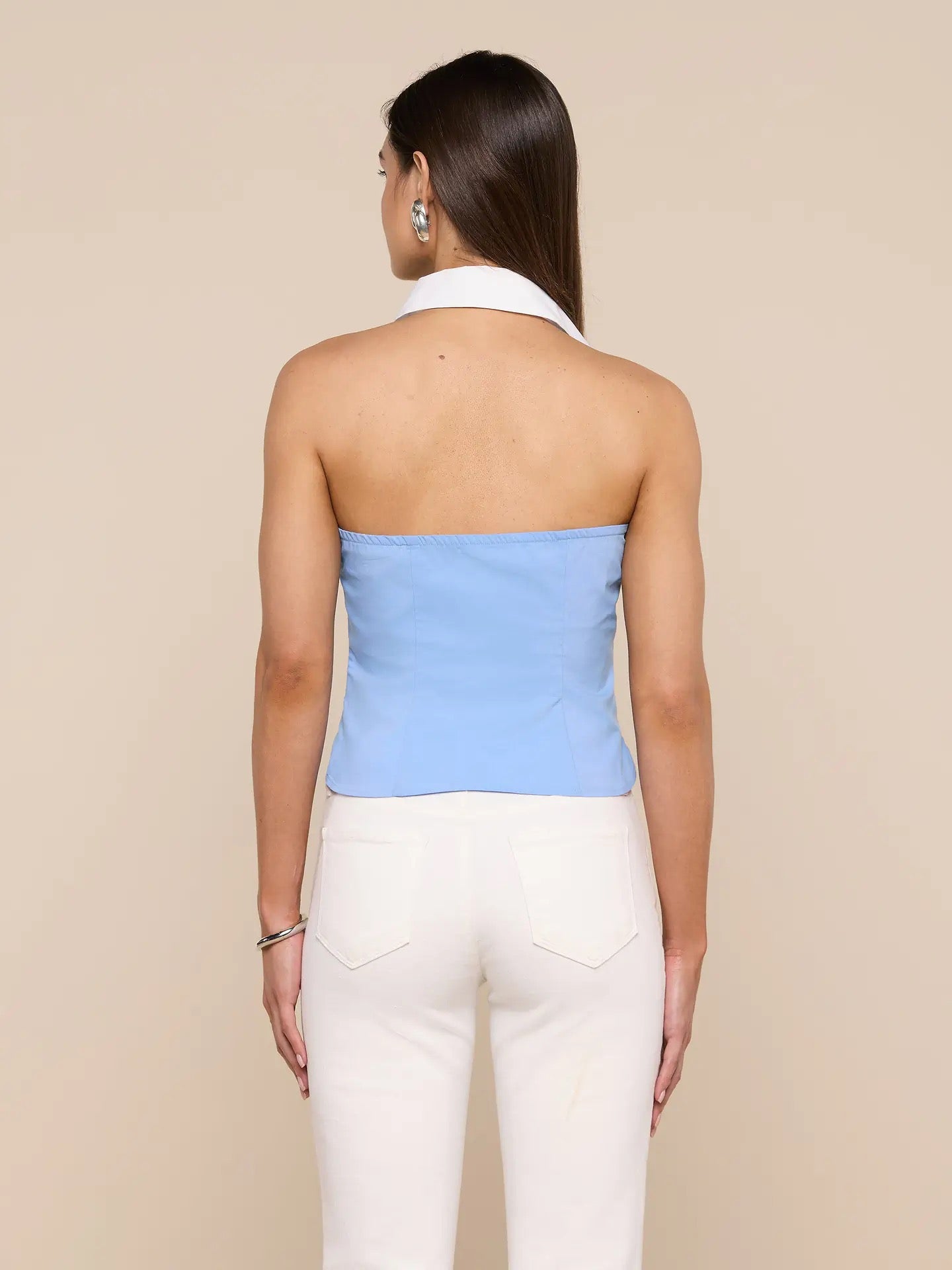 L'AGENCE - Women - Vista Blue/White Rina Halter Top