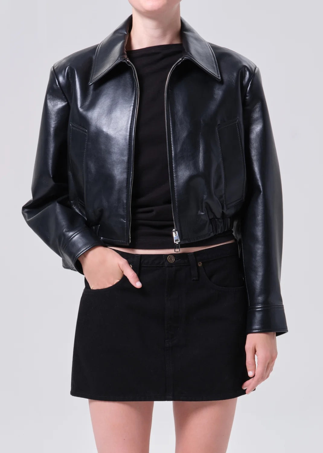 AGOLDE - Women - Detox Nahla Cropped Jacket (Recycled Leather)