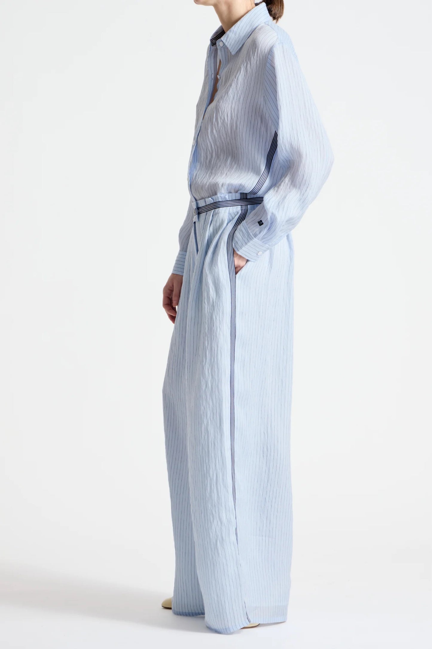 Saint Art - Women - Sky Blue Lanette Pinstripe Blouse