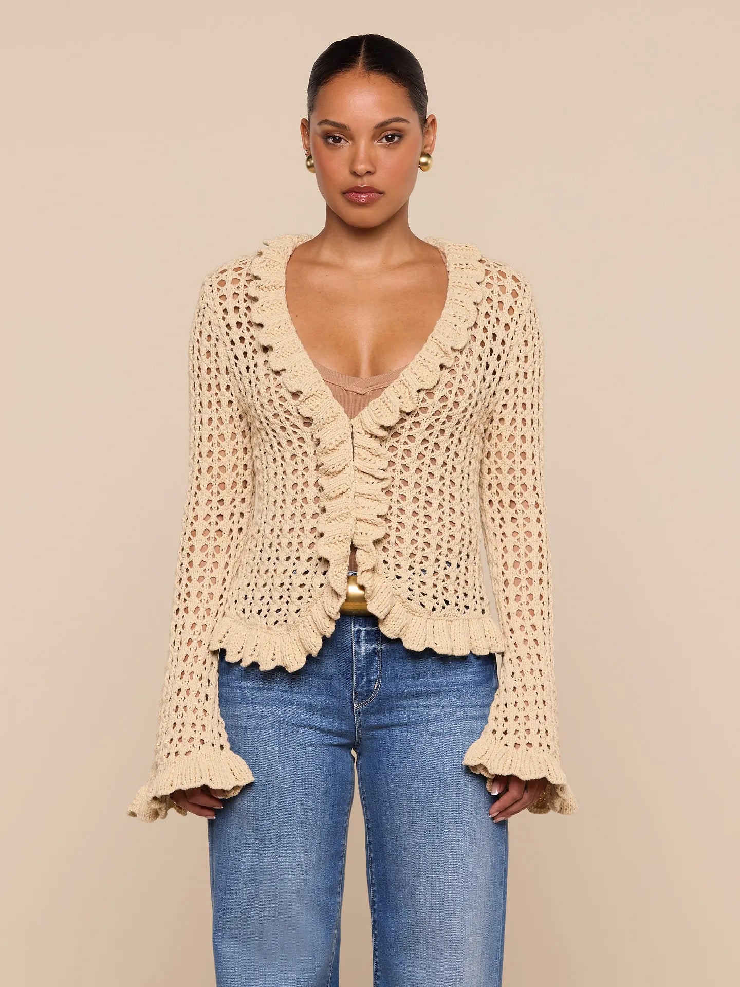 L'AGENCE - Women - Sand Dune Solaris Crocheted Cardigan