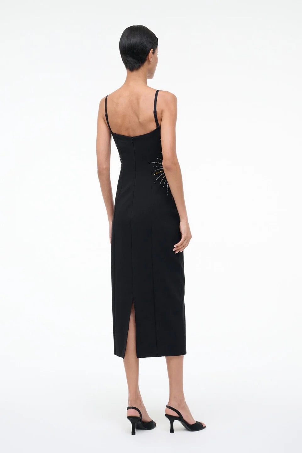 Staud Britney Firework Embellished Column Midi Dress