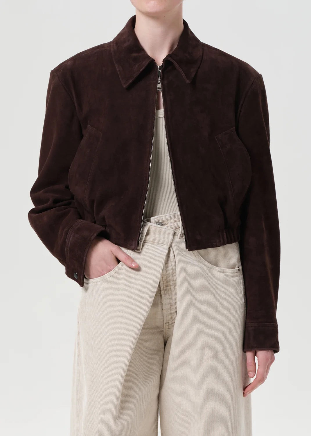 AGOLDE - Women - Root Nahla Cropped Suede Jacket